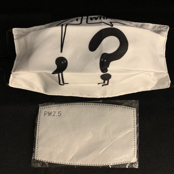Unisex “Wait What?” Reusable Washable Adjustable Face Mask W/ 2 Filters One Size - Picture 2 of 2